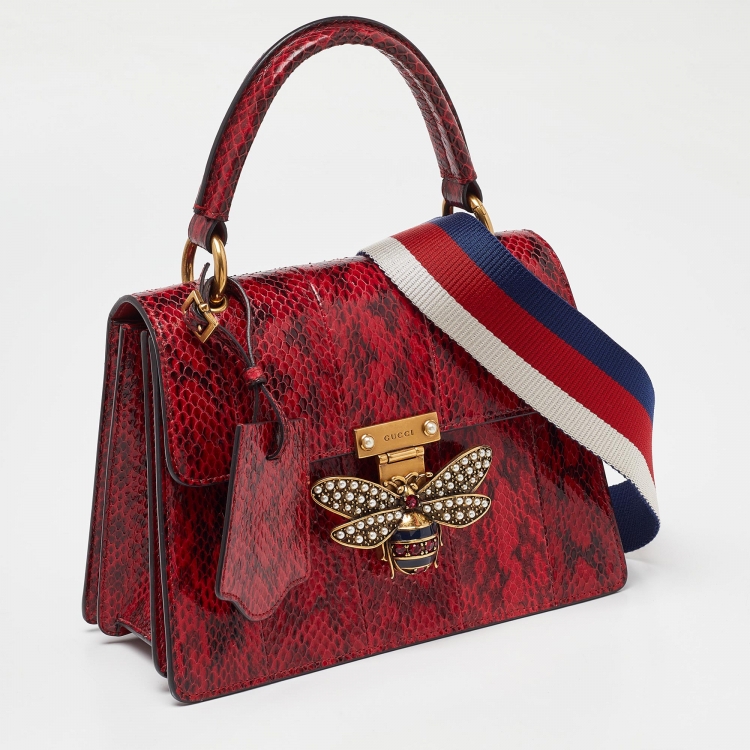 Pre Owned Gucci Red Ayers Small Queen Margaret Top Handle Bag