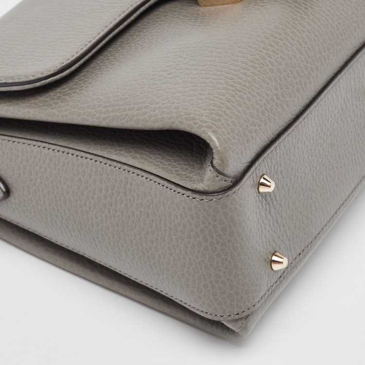Pre Owned Gucci Grey Leather Dollar Interlocking G Top Handle Bag