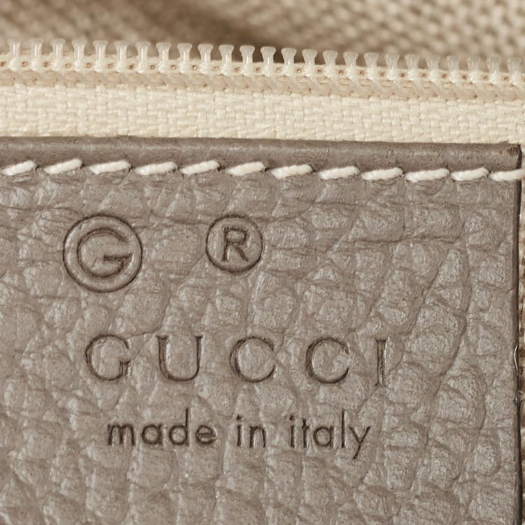 Pre Owned Gucci Grey Leather Dollar Interlocking G Top Handle Bag