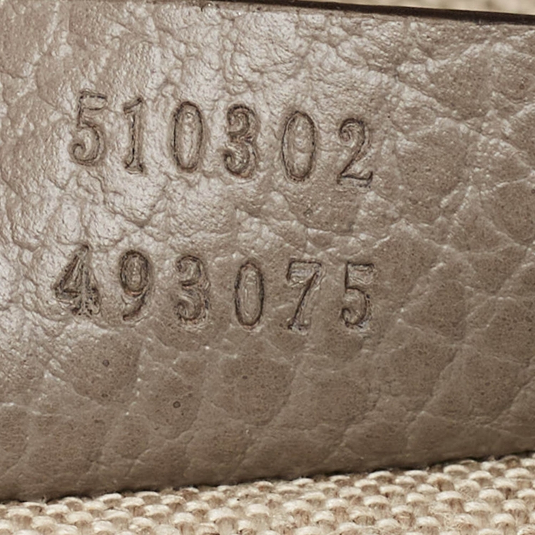 Pre Owned Gucci Grey Leather Dollar Interlocking G Top Handle Bag