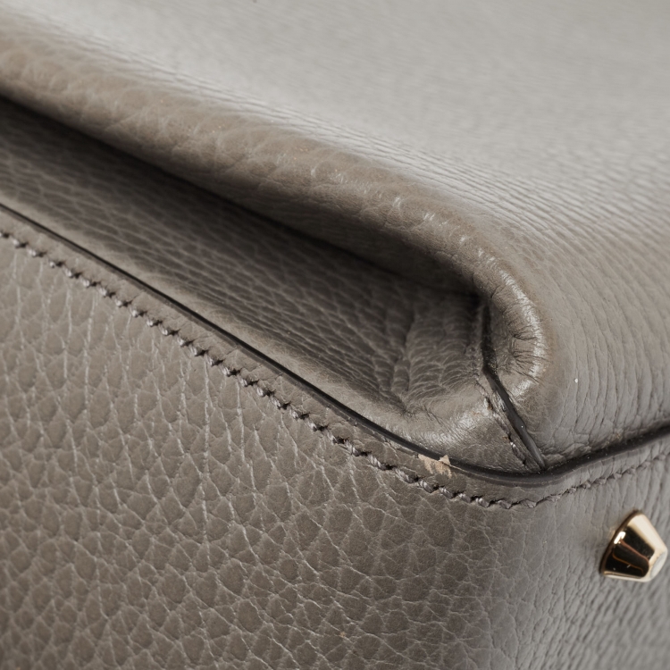 Pre Owned Gucci Grey Leather Dollar Interlocking G Top Handle Bag