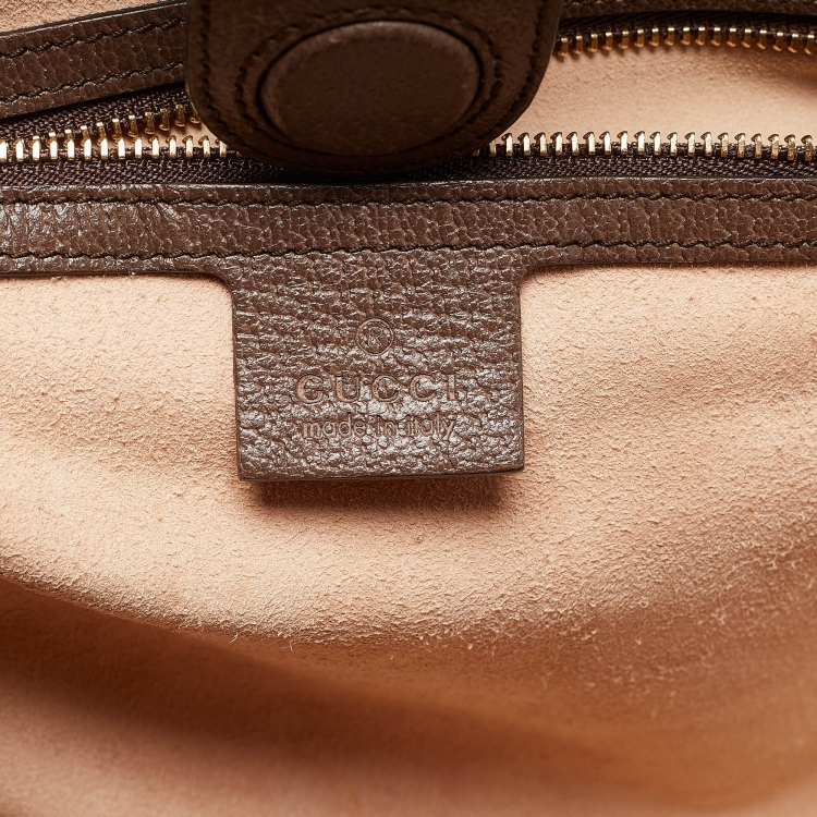 Pre Owned Gucci Brown/Beige GG Supreme Canvas and Leather Ophidia Tote