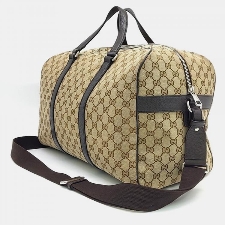 Pre Owned Gucci Beige/Brown GG Canvas Boston Bag