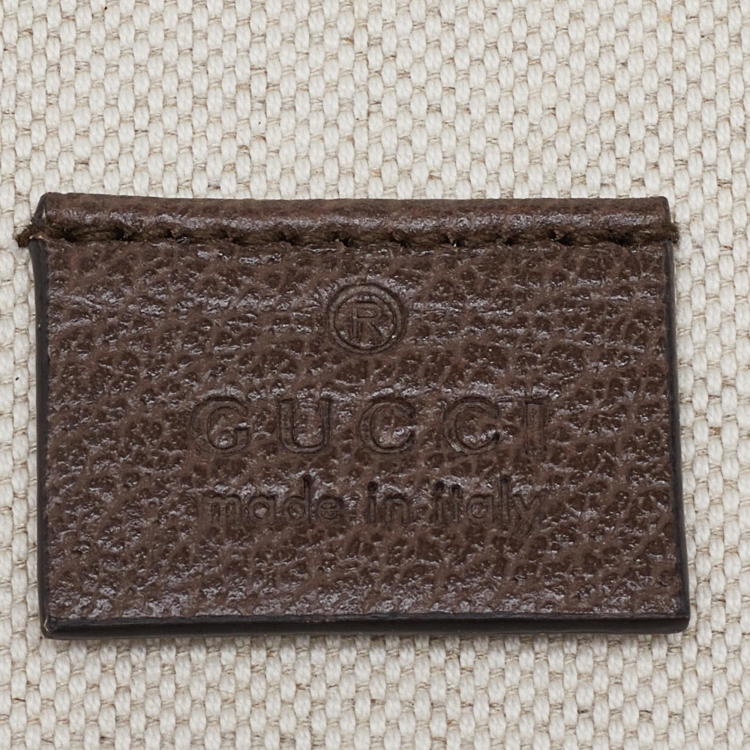 Pre Owned Gucci Beige/Brown Canvas and Leather Web Shopper Tote