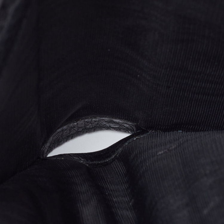 Pre Owned Gucci Black Leather GG Marmont Butterfly Bifold Zip Wallet