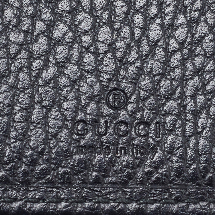 Pre Owned Gucci Black Leather GG Marmont Butterfly Bifold Zip Wallet