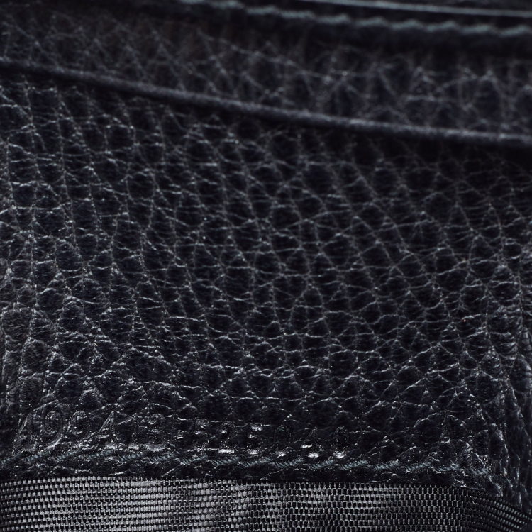 Pre Owned Gucci Black Leather GG Marmont Butterfly Bifold Zip Wallet