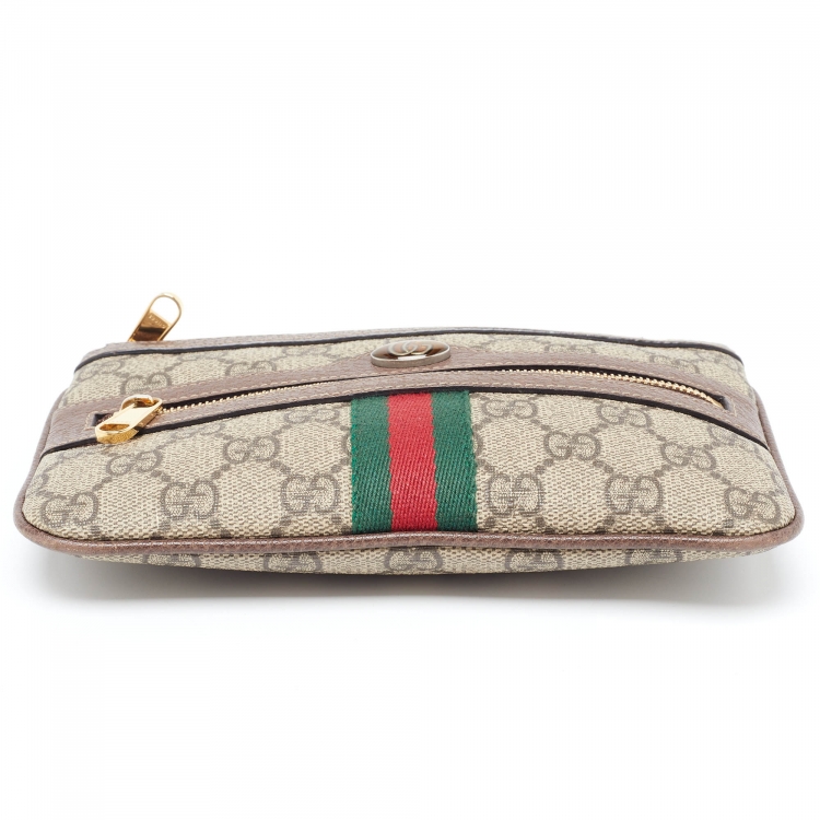 Pre Owned Gucci Brown/Beige GG Supreme Canvas Ophidia Pouch