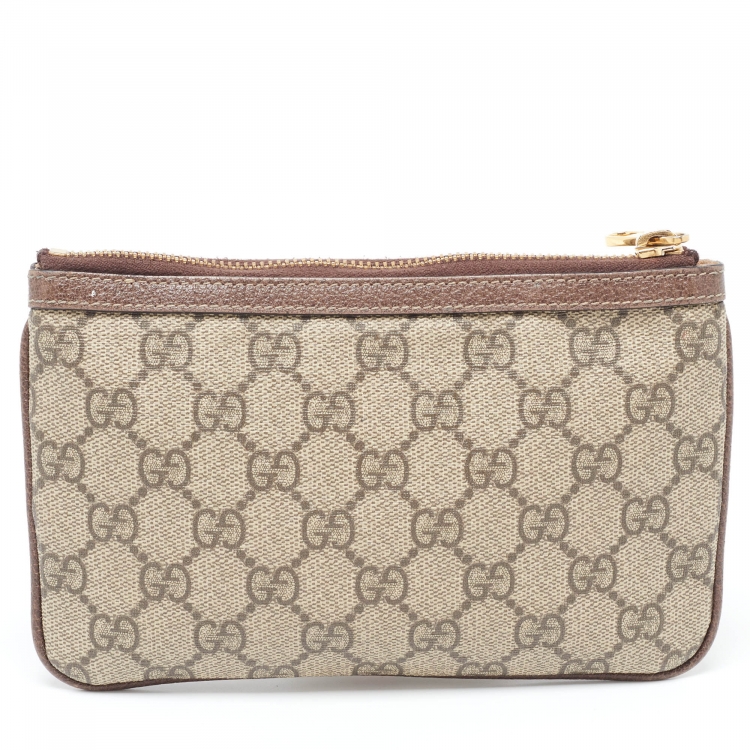 Pre Owned Gucci Brown/Beige GG Supreme Canvas Ophidia Pouch