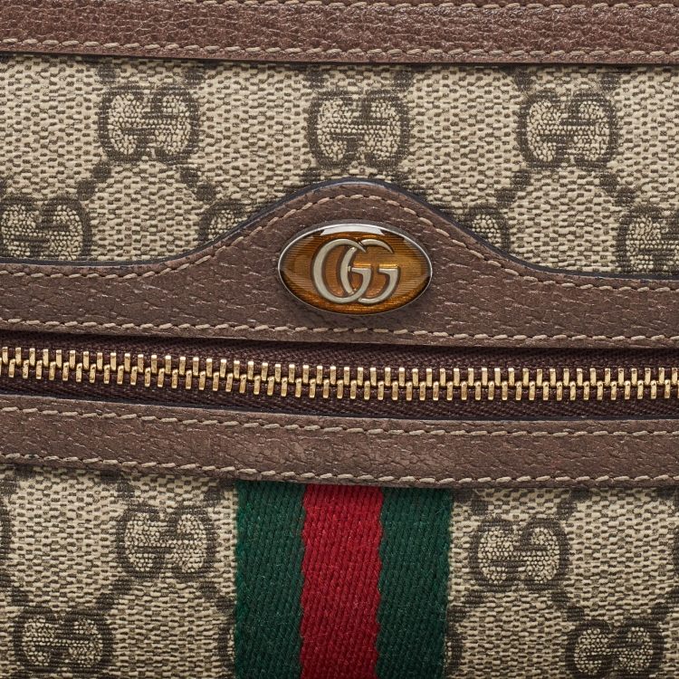Pre Owned Gucci Brown/Beige GG Supreme Canvas Ophidia Pouch