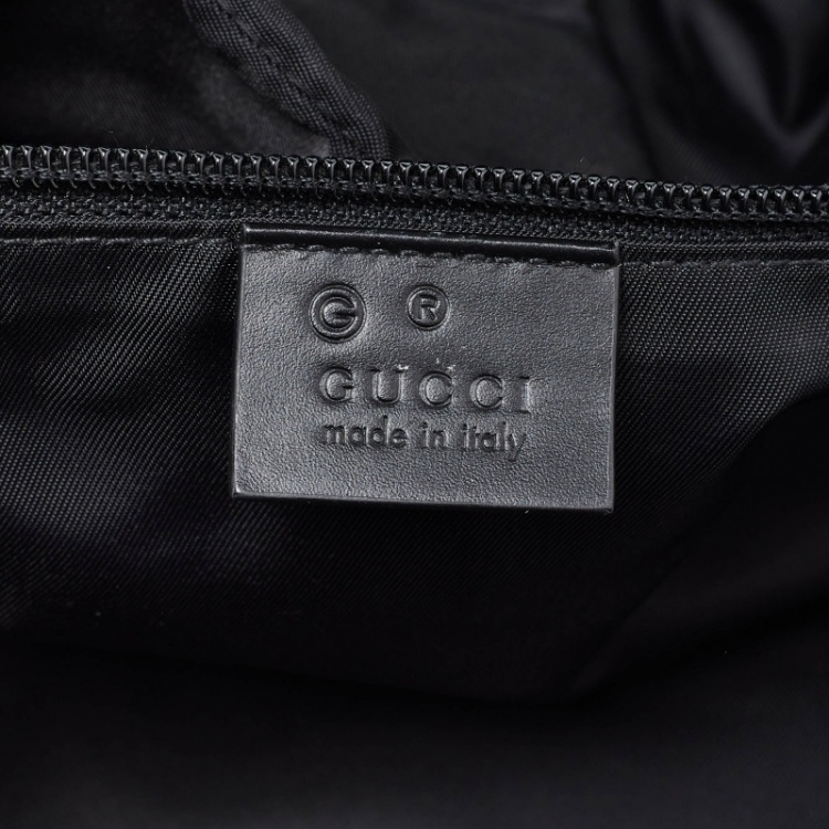 Pre Owned Gucci Black Canvas and Leather Web Duffel Bag