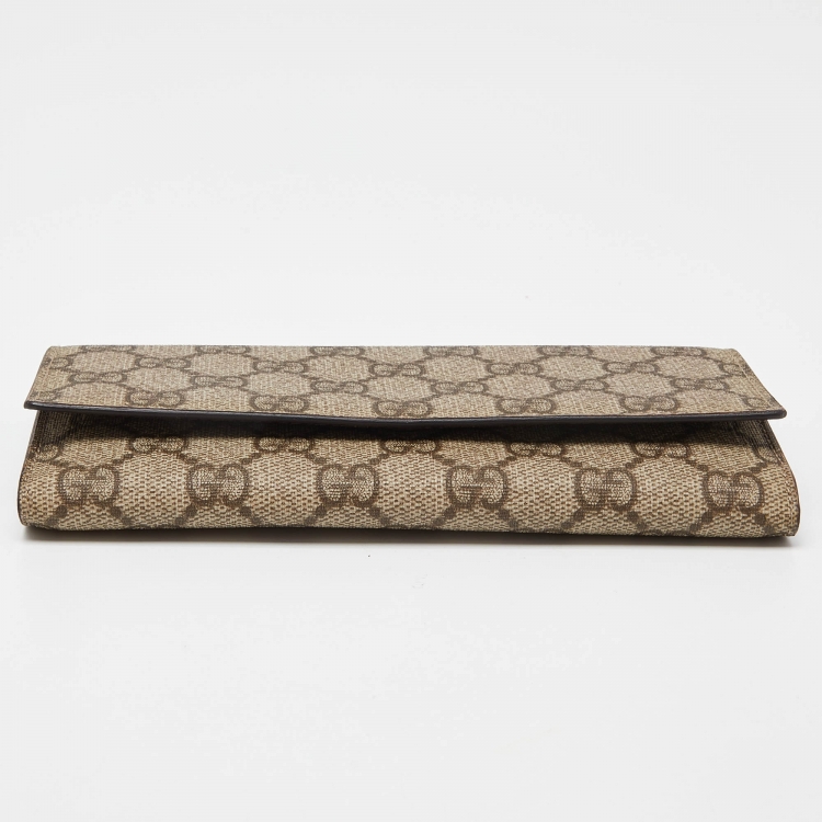 مملوكة مسبقًا Gucci Beige GG Supreme Canvas and Leather Continental Wallet