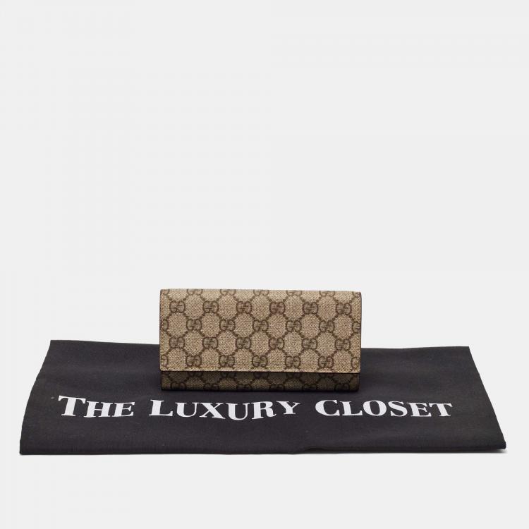 مملوكة مسبقًا Gucci Beige GG Supreme Canvas and Leather Continental Wallet