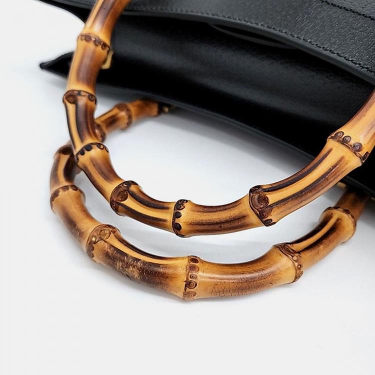 Pre Owned Gucci Black Leather Large Diana Tote Bag