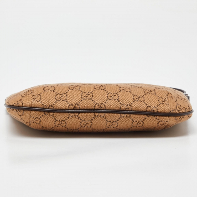 Pre Owned Gucci Beige/Brown GG Canvas and Leather Hobo