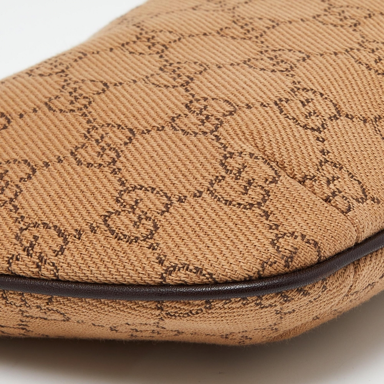 Pre Owned Gucci Beige/Brown GG Canvas and Leather Hobo
