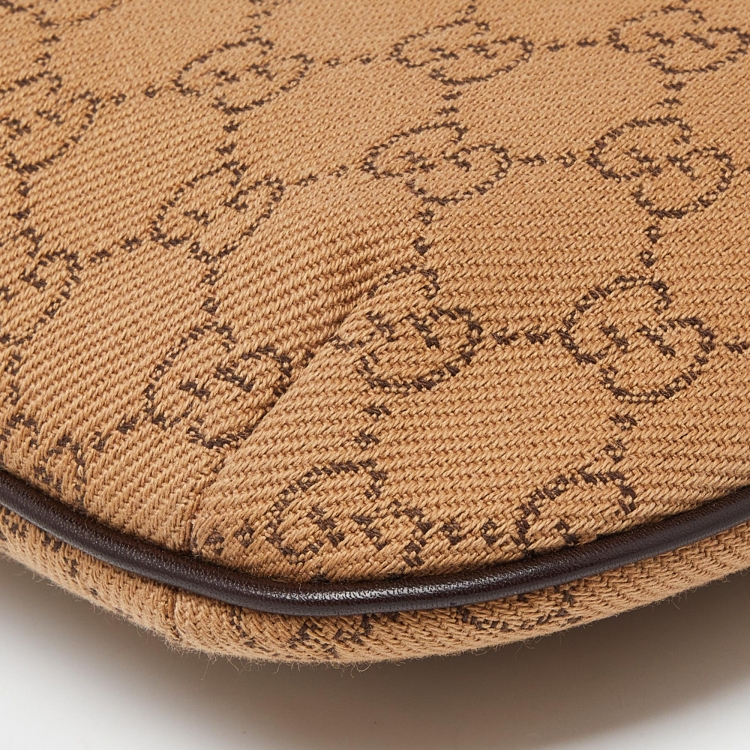 Pre Owned Gucci Beige/Brown GG Canvas and Leather Hobo