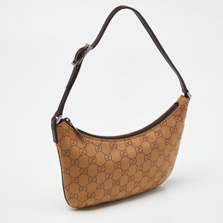 Pre Owned Gucci Beige/Brown GG Canvas and Leather Hobo
