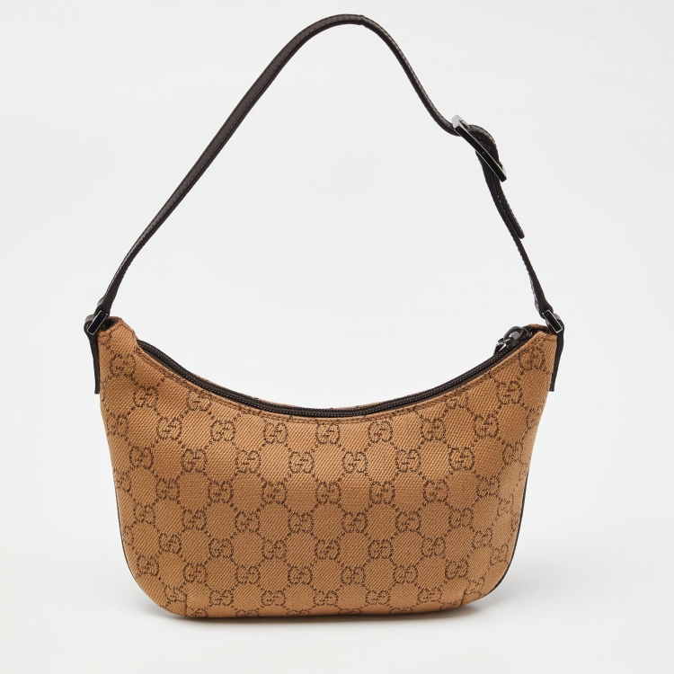 Pre Owned Gucci Beige/Brown GG Canvas and Leather Hobo