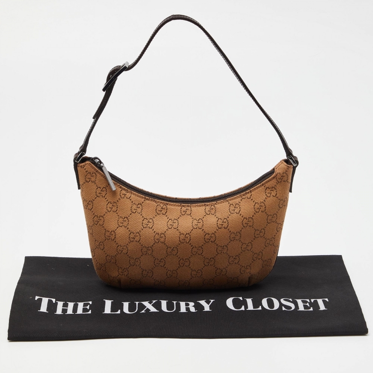 Pre Owned Gucci Beige/Brown GG Canvas and Leather Hobo
