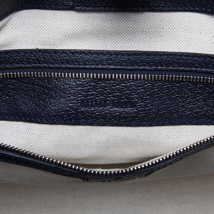 Pre Owned Gucci Blue/Beige GG Supreme Canvas and Leather Medium Ophidia Tote
