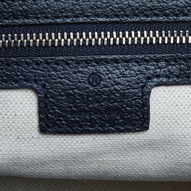 Pre Owned Gucci Blue/Beige GG Supreme Canvas and Leather Medium Ophidia Tote