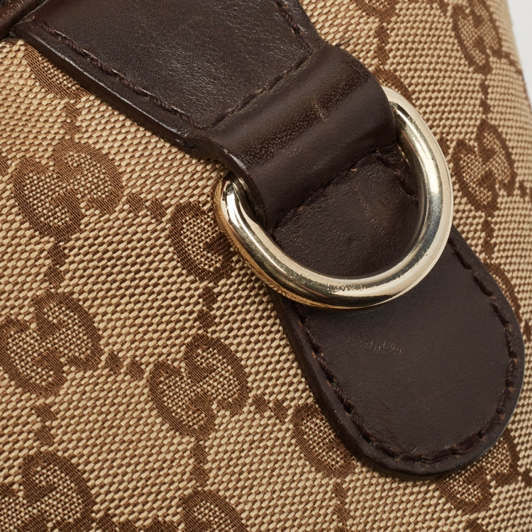 Pre Owned Gucci Brown/Beige GG Canvas and Leather Joy Web Boston Bag