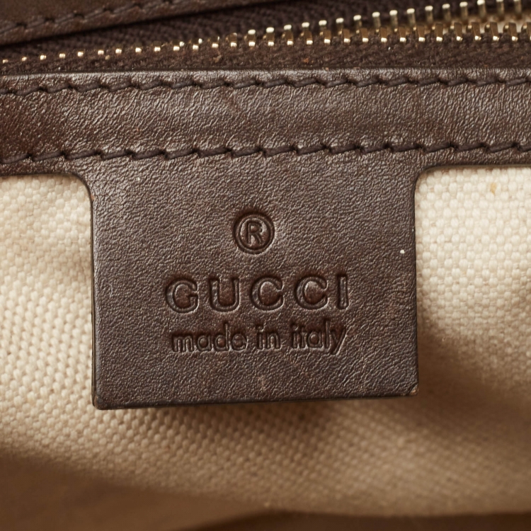 Pre Owned Gucci Brown/Beige GG Canvas and Leather Joy Web Boston Bag