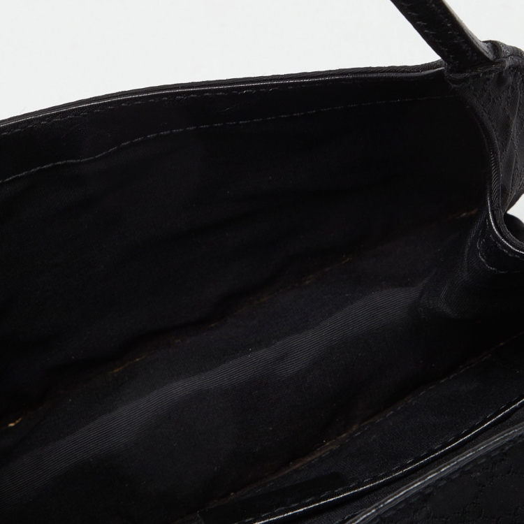 Pre Owned Gucci Black Micro Guccissima Nylon and Leather Pochette 