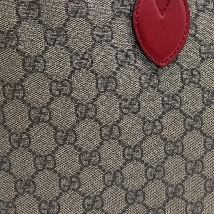 مملوكة مسبقًا Gucci Beige/Dark Pink/Red GG Supreme Canvas Top Handle Bag