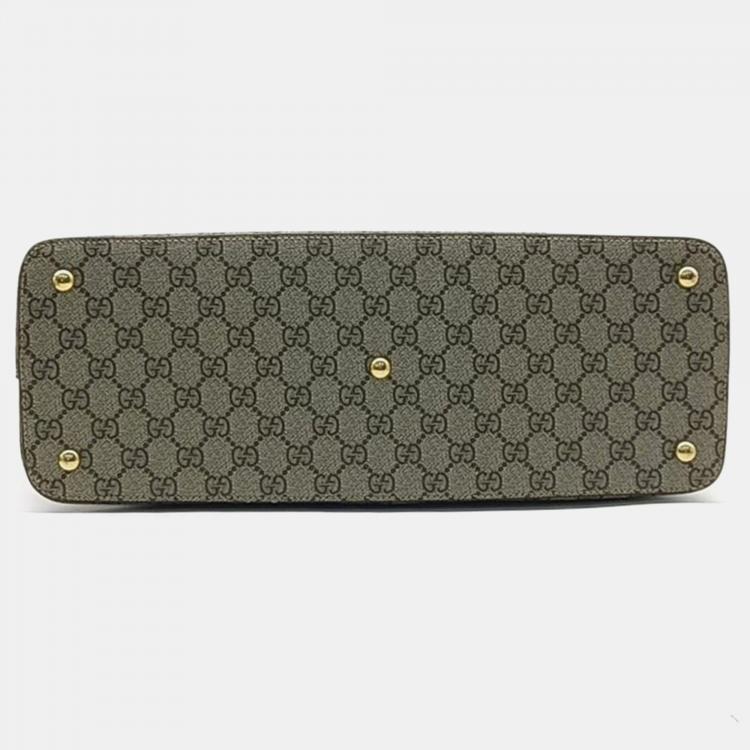 مملوكة مسبقًا Gucci Beige/Dark Pink/Red GG Supreme Canvas Top Handle Bag
