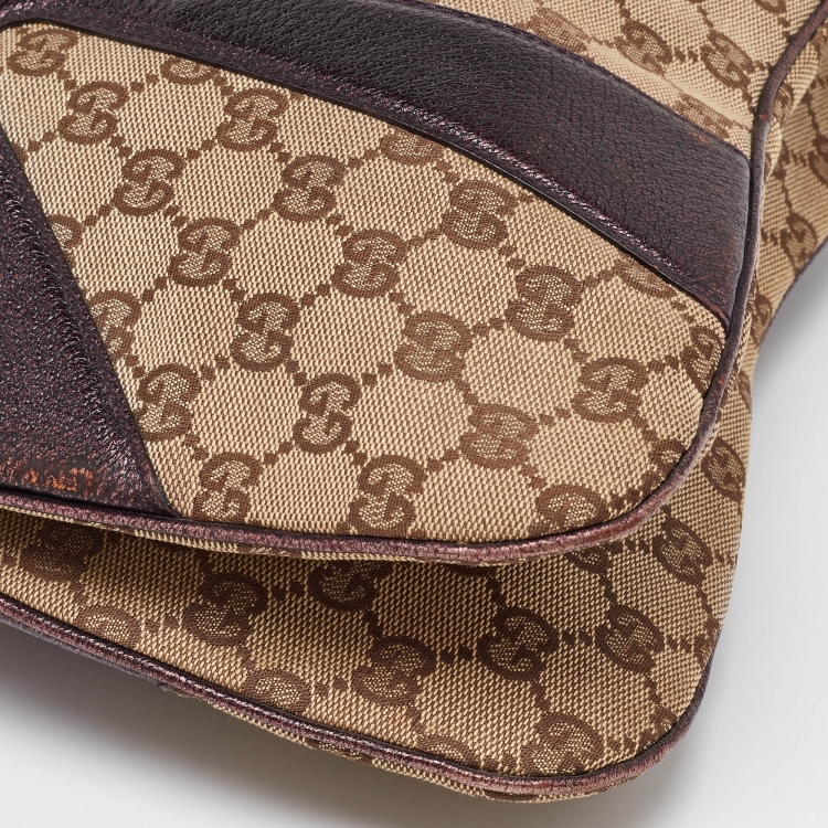 Pre Owned Gucci Beige/Metallic GG Canvas and Leather Limited Edition Tom Ford Bamboo Hobo