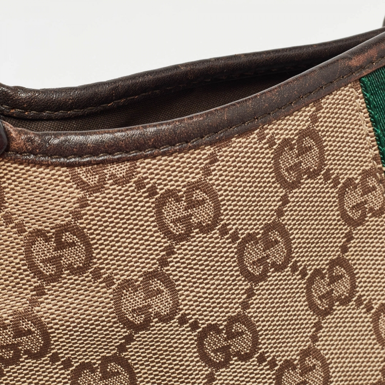 Pre Owned Gucci Brown/Beige GG Canvas and Leather Bardot Hobo