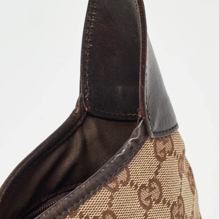 Pre Owned Gucci Brown/Beige GG Canvas and Leather Bardot Hobo