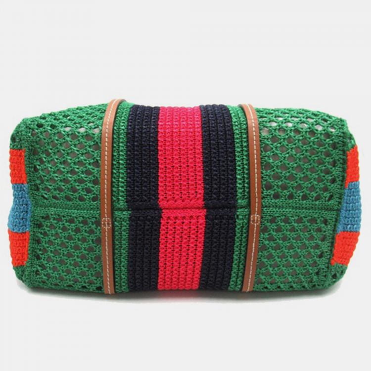 مملوكة مسبقًا Gucci Green Others Woven Interlocking G Tote Bag