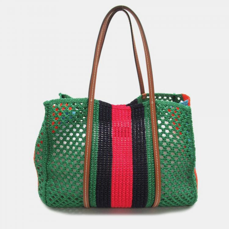 مملوكة مسبقًا Gucci Green Others Woven Interlocking G Tote Bag
