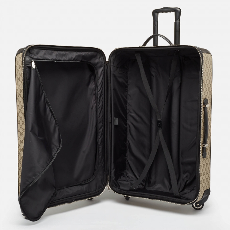 Pre Owned Gucci Beige/Black GG Supreme Canvas Large Savoy Trolley Luggage