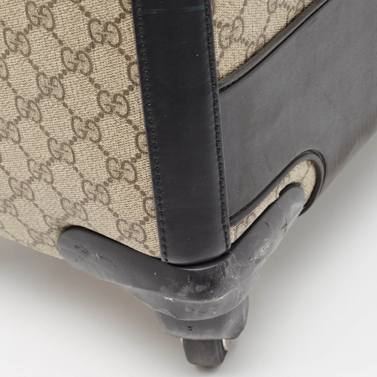 Pre Owned Gucci Beige/Black GG Supreme Canvas Large Savoy Trolley Luggage