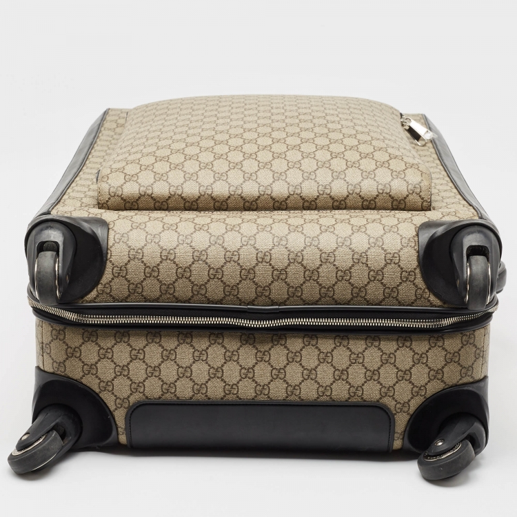Pre Owned Gucci Beige/Black GG Supreme Canvas Large Savoy Trolley Luggage