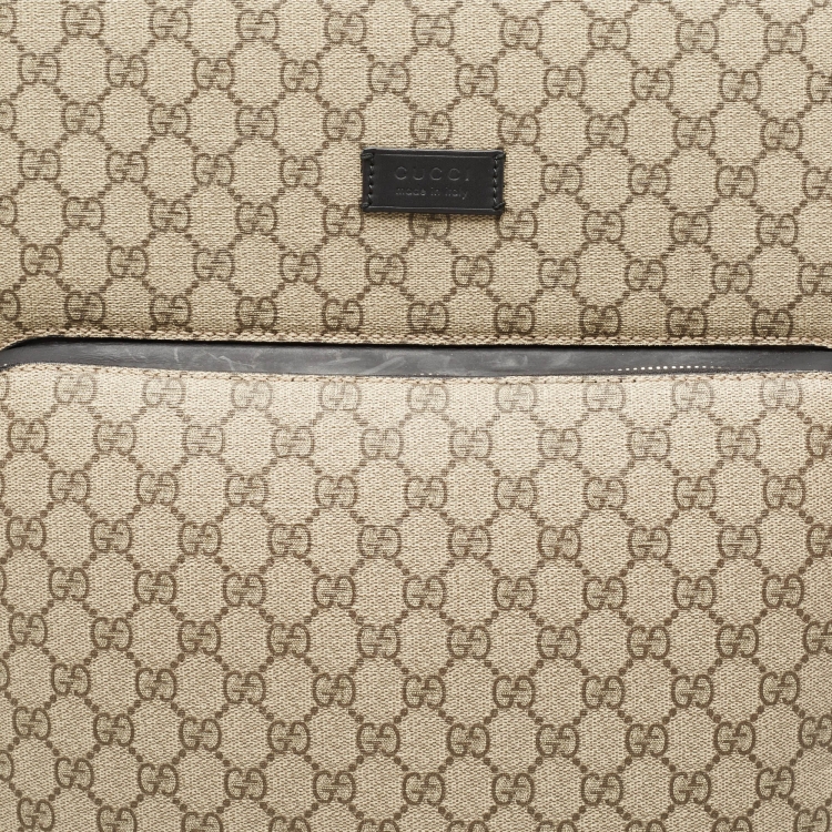 Pre Owned Gucci Beige/Black GG Supreme Canvas Large Savoy Trolley Luggage