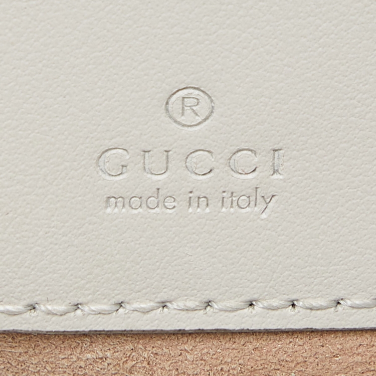 Pre Owned Gucci Cream Matelassé Leather Mini GG Marmont Halfmoon Hobo
