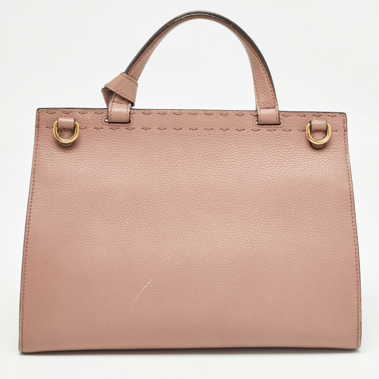 Pre Owned Gucci Old Rose Leather Medium GG Marmont Top Handle Bag