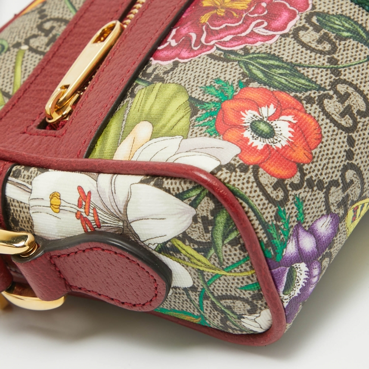 Pre Owned Gucci Multicolor Flora GG Supreme Canvas and Leather Mini Ophidia Crossbody Bag