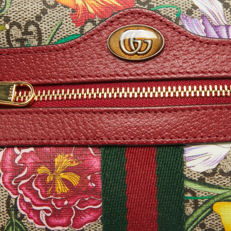 Pre Owned Gucci Multicolor Flora GG Supreme Canvas and Leather Mini Ophidia Crossbody Bag