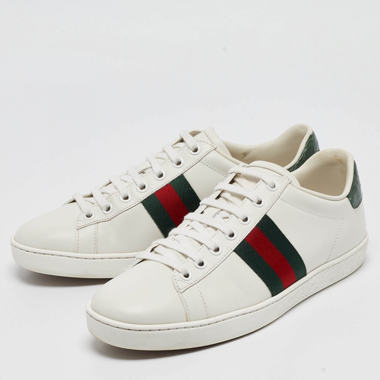 スニーカー GUCCI  Gucci Sneakers Women Leather White/Green Women's Gucci Ace sneaker with Web in white leather | GUCCI® US