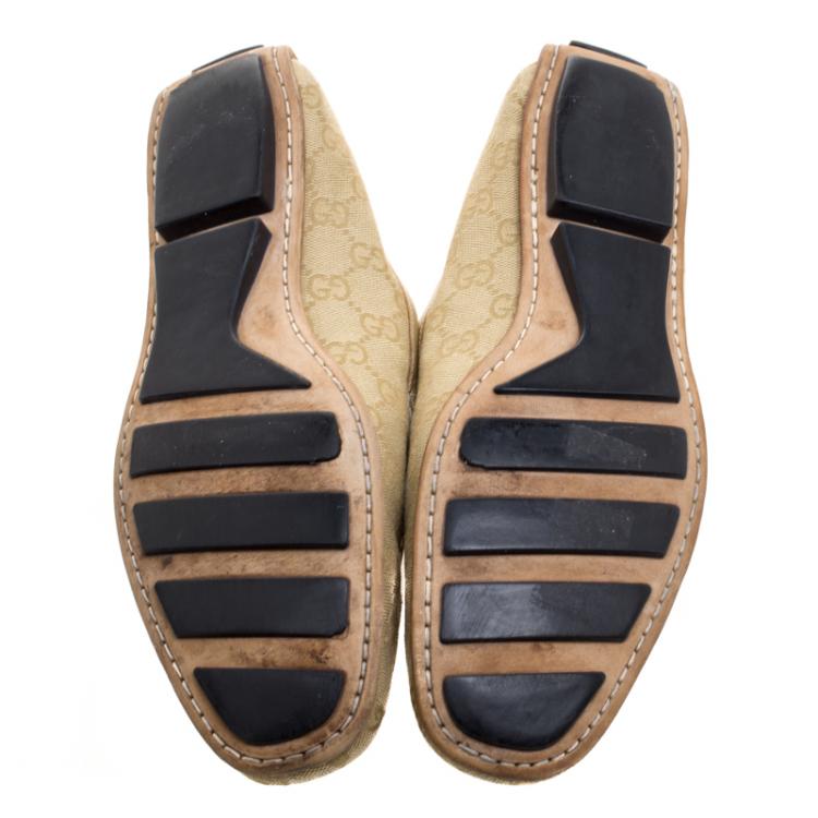 Pre Owned Gucci Beige Guccissima Canvas Loafers Size 40.5