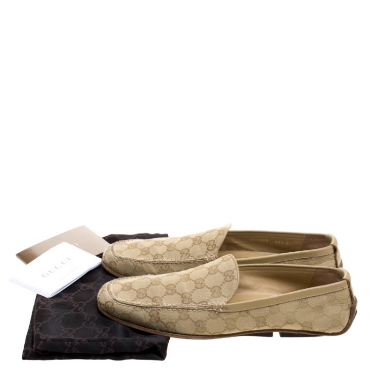 Pre Owned Gucci Beige Guccissima Canvas Loafers Size 40.5