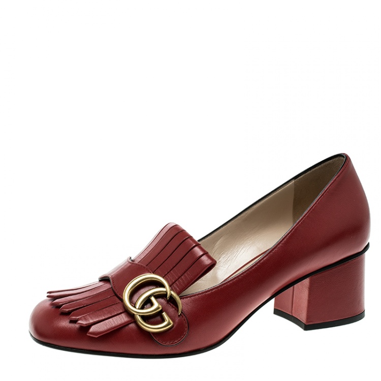 Gucci Red Leather Fringe Marmont GG Loafer Pumps Size 37.5 Gucci | The ...