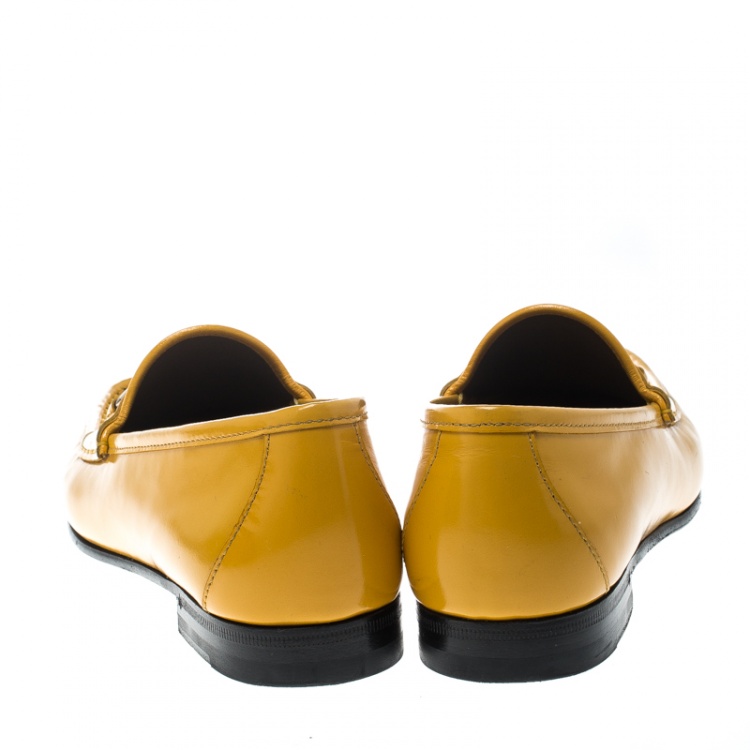 Pre Owned Gucci Yellow Leather 1953 Horsebit Loafers Size 38