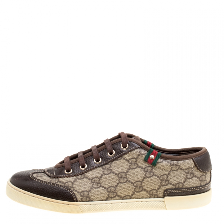 ONWAAR Van litteken Gucci Brown GG Supreme Canvas And Leather Barcelona Sneakers Size 37 Gucci  | TLC